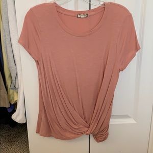 Women’s Pink side-tie short sleeve top